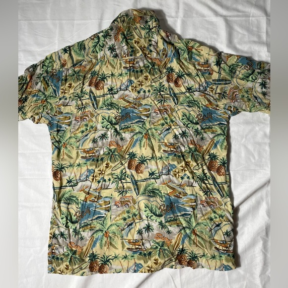 Vintage campia moda Hawaiian tropical all over button down 100% rayon shirt L - Picture 4 of 5